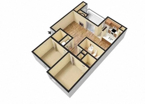 the illustration of a floor plan with a bedroom and a bathroom